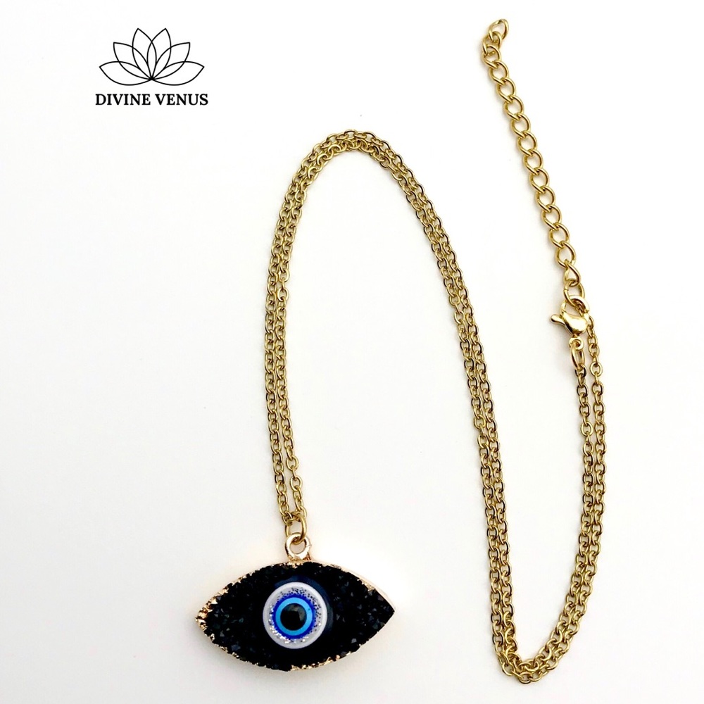 Evil Eye Druzy Necklace | Eye Am Protected Collection by Divine Venus - Picture 6 of 12